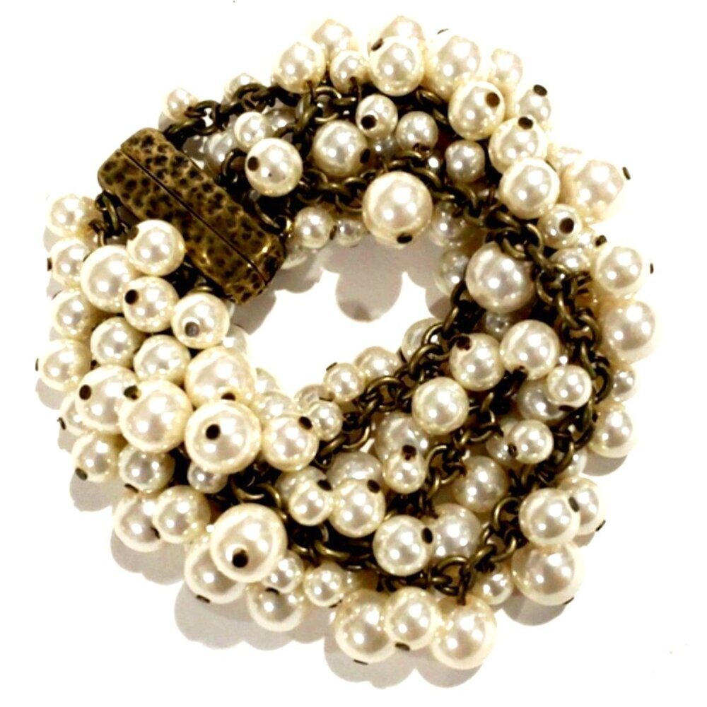 Chico's Vintage-Inspired Pearl Cluster Bracelet – Elegant Women Fashion Jewelry
